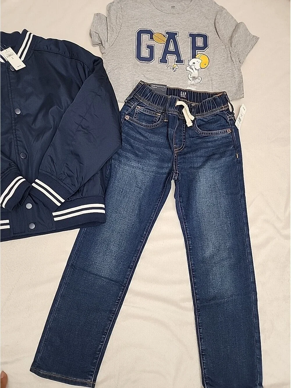 Gap Kids Boys Varsity Jacket Shirt Medium 8 & Jeans 7